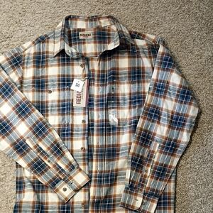 RedHead Men's Casual Plaid Shirt - Blue, Brown, and White